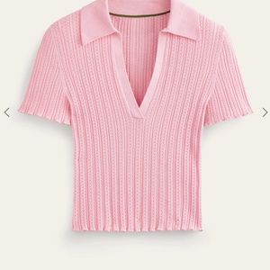 NWT Biden Ribbed Pointelle Collared Top